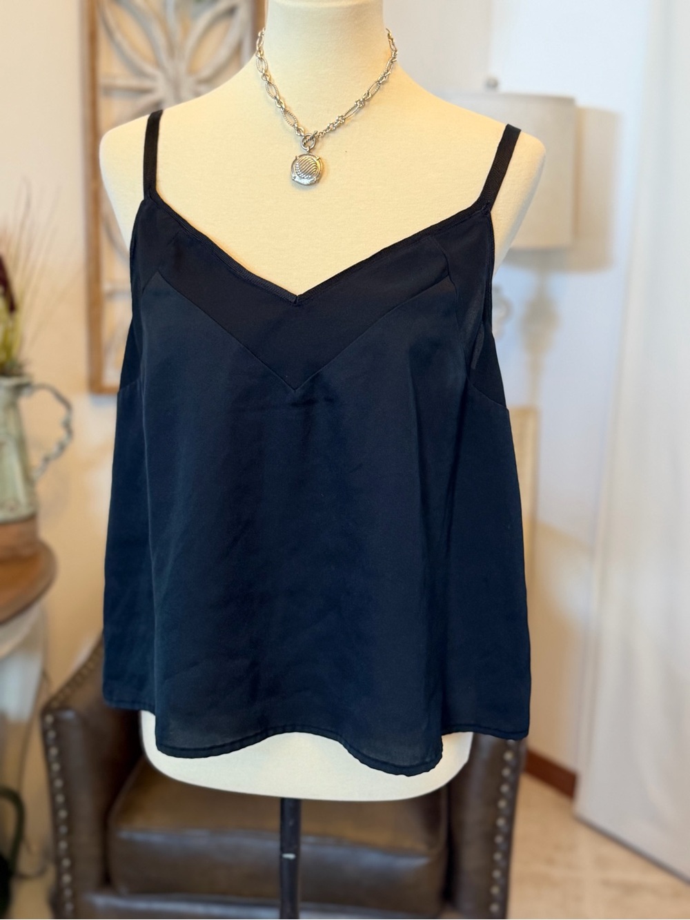 a new day Black Satin V-Neck Camisole